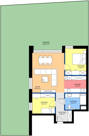 3 pokoje, mieszkanie 67,58 m², parter, oferta nr 15A, Biała Dama, Ornontowice, ul. Brzozowa
