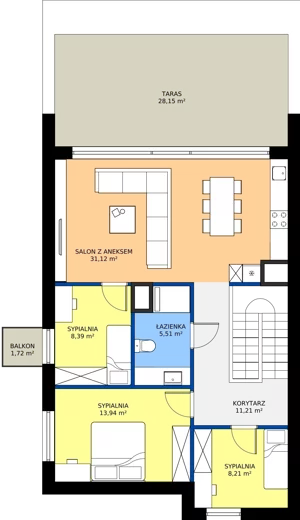 4 pokoje, mieszkanie 83,18 m², piętro 1, oferta nr 15B, Biała Dama, Ornontowice, ul. Brzozowa