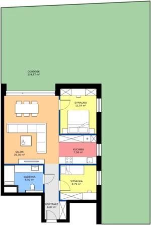 3 pokoje, mieszkanie 66,73 m², parter, oferta nr 4C, Biała Dama, Ornontowice, ul. Brzozowa