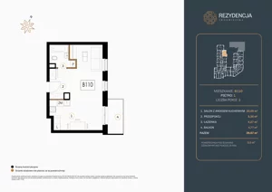 1 pokój, mieszkanie 39,67 m², piętro 1, oferta nr B.110, Rezydencja Śródmiejska, Łódź, Śródmieście, Śródmieście-Wschód, ul. Pomorska 28