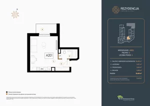 1 pokój, mieszkanie 32,95 m², piętro 2, oferta nr A.201, Rezydencja Śródmiejska, Łódź, Śródmieście, Śródmieście-Wschód, ul. Pomorska 28
