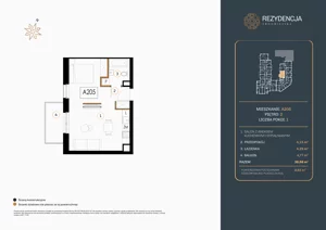1 pokój, mieszkanie 38,68 m², piętro 2, oferta nr A.205, Rezydencja Śródmiejska, Łódź, Śródmieście, Śródmieście-Wschód, ul. Pomorska 28
