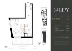1 pokój, lokal inwestycyjny 25,55 m², piętro 2, oferta nr A.02.04, 3 Lipy, Gdańsk, Piecki-Migowo, Morena, ul. Trzy Lipy 6
