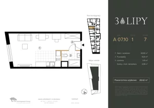 1 pokój, lokal inwestycyjny 28,42 m², piętro 7, oferta nr A.07.10, 3 Lipy, Gdańsk, Piecki-Migowo, Morena, ul. Trzy Lipy 6