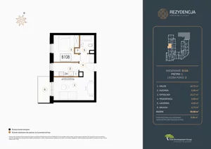 2 pokoje, mieszkanie 39,56 m², piętro 1, oferta nr B.108, Rezydencja Śródmiejska, Łódź, Śródmieście, Śródmieście-Wschód, ul. Pomorska 28