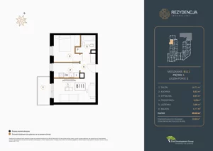 2 pokoje, mieszkanie 39,45 m², piętro 1, oferta nr B.111, Rezydencja Śródmiejska, Łódź, Śródmieście, Śródmieście-Wschód, ul. Pomorska 28