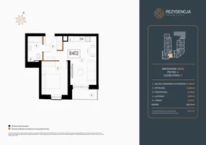 2 pokoje, mieszkanie 39,14 m², piętro 4, oferta nr B.402, Rezydencja Śródmiejska, Łódź, Śródmieście, Śródmieście-Wschód, ul. Pomorska 28
