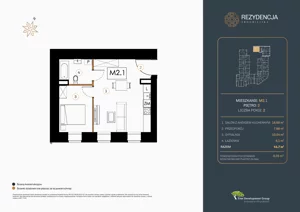 2 pokoje, mieszkanie 41,70 m², piętro 2, oferta nr M.2.1, Rezydencja Śródmiejska, Łódź, Śródmieście, Śródmieście-Wschód, ul. Pomorska 28