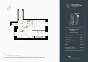 2 pokoje, mieszkanie 47,05 m², piętro 3, oferta nr M.3.3, Rezydencja Śródmiejska, Łódź, Śródmieście, Śródmieście-Wschód, ul. Pomorska 28