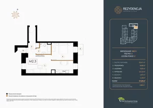 2 pokoje, mieszkanie 47,05 m², piętro 2, oferta nr M.2.3, Rezydencja Śródmiejska, Łódź, Śródmieście, Śródmieście-Wschód, ul. Pomorska 28