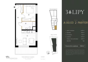 2 pokoje, lokal inwestycyjny 37,68 m², parter, oferta nr A.00.03, 3 Lipy, Gdańsk, Piecki-Migowo, Morena, ul. Trzy Lipy 6