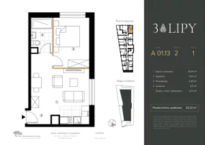 2 pokoje, lokal inwestycyjny 32,72 m², piętro 1, oferta nr A.01.13, 3 Lipy, Gdańsk, Piecki-Migowo, Morena, ul. Trzy Lipy 6