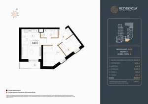 3 pokoje, mieszkanie 50,35 m², piętro 4, oferta nr A.402, Rezydencja Śródmiejska, Łódź, Śródmieście, Śródmieście-Wschód, ul. Pomorska 28