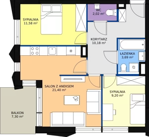 3 pokoje, mieszkanie 57,73 m², parter, oferta nr A/M4, Rezydencja Chabrowa, Lublin, Sławin, Sławin, ul. Chabrowa 2