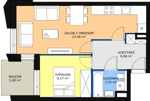 2 pokoje, mieszkanie 42,70 m², piętro 1, oferta nr A/M11, Rezydencja Chabrowa, Lublin, Sławin, Sławin, ul. Chabrowa 2