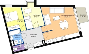 3 pokoje, mieszkanie 59,70 m², piętro 2, oferta nr A/M13, Rezydencja Chabrowa, Lublin, Sławin, Sławin, ul. Chabrowa 2