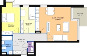 3 pokoje, mieszkanie 68,51 m², piętro 1, oferta nr B/M7, Rezydencja Chabrowa, Lublin, Sławin, Sławin, ul. Chabrowa 2