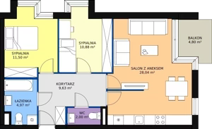 3 pokoje, mieszkanie 66,02 m², piętro 1, oferta nr B/M12, Rezydencja Chabrowa, Lublin, Sławin, Sławin, ul. Chabrowa 2
