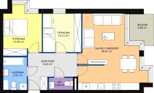 3 pokoje, mieszkanie 65,33 m², piętro 3, oferta nr B/M24, Rezydencja Chabrowa, Lublin, Sławin, Sławin, ul. Chabrowa 2