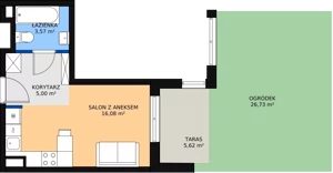 1 pokój, lokal inwestycyjny 24,31 m², parter, oferta nr 1_08, Ogrody Przyjaciół, Reguły, ul. Wiejska