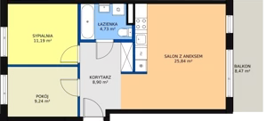 3 pokoje, mieszkanie 59,43 m², piętro 1, oferta nr 19, Mochtyńska, Warszawa, Białołęka, Kobiałka, ul. Mochtyńska 56