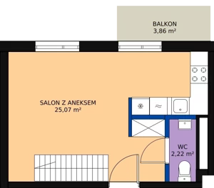 3 pokoje, mieszkanie 56,98 m², piętro 1, oferta nr 21, Mochtyńska, Warszawa, Białołęka, Kobiałka, ul. Mochtyńska 56
