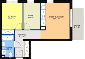 3 pokoje, mieszkanie 52,27 m², piętro 1, oferta nr 45, Mochtyńska, Warszawa, Białołęka, Kobiałka, ul. Mochtyńska 56