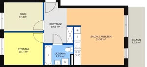 3 pokoje, mieszkanie 57,45 m², piętro 1, oferta nr 51, Mochtyńska, Warszawa, Białołęka, Kobiałka, ul. Mochtyńska 56