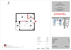 2 pokoje, mieszkanie 44,67 m², piętro 4, oferta nr 57, SKRAJNA 9, Ząbki, ul. Skrajna 9