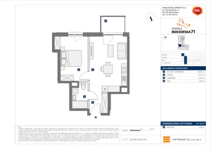 2 pokoje, mieszkanie 41,12 m², piętro 1, oferta nr A/44, Osiedle Bokserska 71, Warszawa, Ursynów, Wyczółki, ul. Bokserska 71