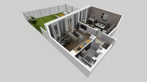 2 pokoje, mieszkanie 46,64 m², piętro 1, oferta nr W/5, Wille Biskupin 2.1, Wrocław, Biskupin-Sępolno-Dąbie-Bartoszowice, Śródmieście, ul. K. Olszewskiego