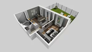 2 pokoje, mieszkanie 46,64 m², piętro 1, oferta nr W/5, Wille Biskupin 2.1, Wrocław, Biskupin-Sępolno-Dąbie-Bartoszowice, Śródmieście, ul. K. Olszewskiego