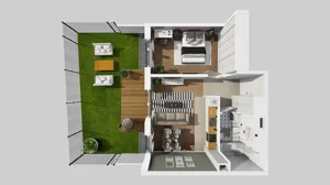 2 pokoje, mieszkanie 46,64 m², piętro 1, oferta nr W/5, Wille Biskupin 2.1, Wrocław, Biskupin-Sępolno-Dąbie-Bartoszowice, Śródmieście, ul. K. Olszewskiego