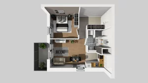 2 pokoje, mieszkanie 44,08 m², piętro 4, oferta nr A/38, Osiedle przy Wielickiej, Kraków, Bieżanów-Prokocim, ul. Marii Orwid / Wielicka
