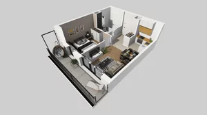 2 pokoje, mieszkanie 40,07 m², piętro 1, oferta nr A/72, Osiedle przy Wielickiej, Kraków, Bieżanów-Prokocim, ul. Marii Orwid / Wielicka