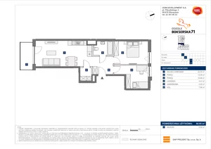 3 pokoje, mieszkanie 60,95 m², piętro 3, oferta nr A/59, Osiedle Bokserska 71, Warszawa, Ursynów, Wyczółki, ul. Bokserska 71