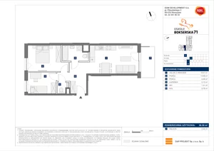 3 pokoje, mieszkanie 56,30 m², piętro 1, oferta nr D/68, Bokserska 71 etap 2.3, Warszawa, Ursynów, Wyczółki, ul. Bokserska