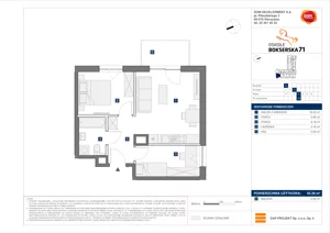 3 pokoje, mieszkanie 45,39 m², piętro 3, oferta nr D/78, Bokserska 71 etap 2.3, Warszawa, Ursynów, Wyczółki, ul. Bokserska