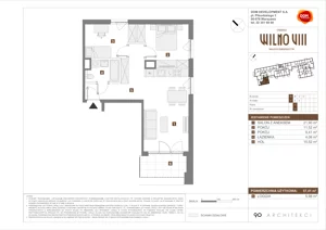 3 pokoje, mieszkanie 57,41 m², piętro 1, oferta nr A/1, Osiedle Wilno 8, Warszawa, Targówek, Elsnerów, ul. Bukowiecka