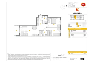 3 pokoje, mieszkanie 62,96 m², piętro 1, oferta nr B/4, Apartamenty Kamieńskiego, Wrocław, Karłowice-Różanka, ul. Kamieńskiego 53a