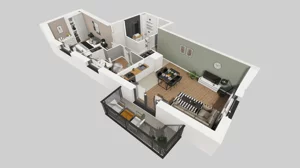3 pokoje, mieszkanie 63,82 m², piętro 1, oferta nr A/7, Apartamenty nad Oławką, Wrocław, Przedmieście Oławskie, Krzyki, ul. Krakowska 98
