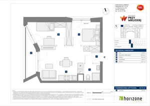 3 pokoje, mieszkanie 44,72 m², piętro 1, oferta nr B/7, Osiedle przy Wielickiej etap 1.2, Kraków, Bieżanów-Prokocim, ul. M. Orwid