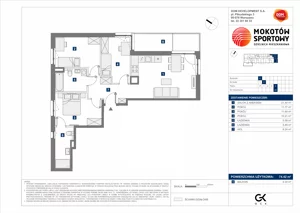 4 pokoje, mieszkanie 74,42 m², piętro 4, oferta nr C/44, Mokotów Sportowy 1 B, Warszawa, Mokotów, Augustówka, ul. Antoniewska