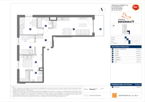 4 pokoje, mieszkanie 72,38 m², piętro 2, oferta nr E/43, Bokserska 71 etap 2.3, Warszawa, Ursynów, Wyczółki, ul. Bokserska