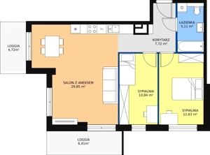 3 pokoje, mieszkanie 65,78 m², piętro 9, oferta nr A/70, Osiedle przy Malborskiej, Kraków, Podgórze Duchackie, ul. Białoruska 69