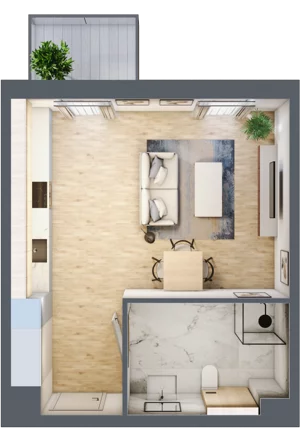 1 pokój, mieszkanie 34,31 m², piętro 1, oferta nr A/5, Apartamenty Park Matecznego, Kraków, Podgórze, Mateczny, ul. Rydlówka 5