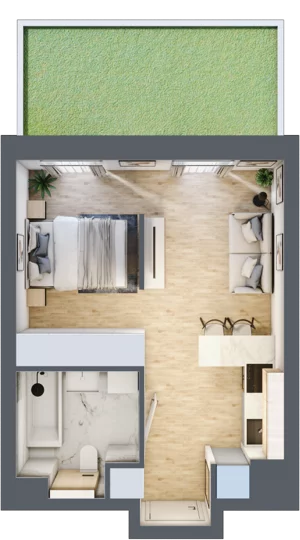 1 pokój, mieszkanie 29,73 m², parter, oferta nr B/2, Apartamenty Park Matecznego, Kraków, Podgórze, Mateczny, ul. Rydlówka 5