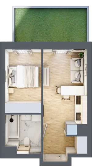2 pokoje, mieszkanie 29,57 m², parter, oferta nr B/44, Apartamenty Park Matecznego, Kraków, Podgórze, Mateczny, ul. Rydlówka 5