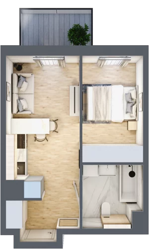 2 pokoje, mieszkanie 30,26 m², piętro 2, oferta nr B/52, Apartamenty Park Matecznego, Kraków, Podgórze, Mateczny, ul. Rydlówka 5