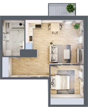 2 pokoje, mieszkanie 45,18 m², piętro 1, oferta nr B/73, Apartamenty Park Matecznego, Kraków, Podgórze, Mateczny, ul. Rydlówka 5
